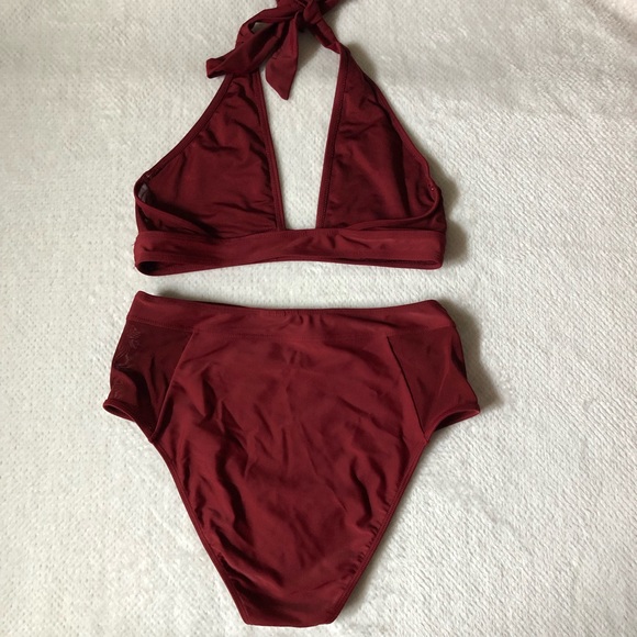 Maroon high waisted mesh side bikini - Picture 5 of 5